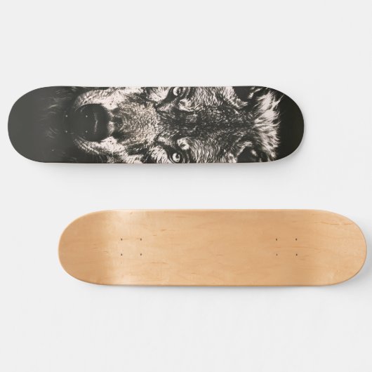 Majestueuze Monochrome Wilde Wolf Persoonlijk Skateboard (Horizontaal)