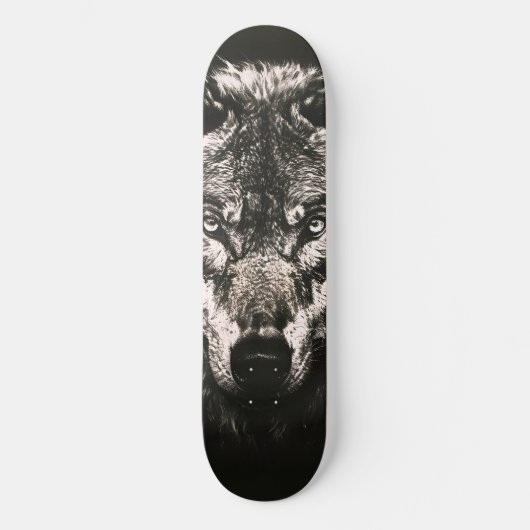 Majestueuze Monochrome Wilde Wolf Persoonlijk Skateboard (Voorkant)