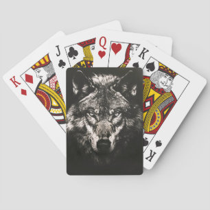Majestueuze Monochrome Wilde Wolf Pokerkaarten