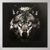 Majestueuze Monochrome Wilde Wolf Poster (Voorkant)