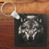 Majestueuze Monochrome Wilde Wolf Sleutelhanger (Voorkant)