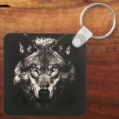 Majestueuze Monochrome Wilde Wolf Sleutelhanger (Achterkant)
