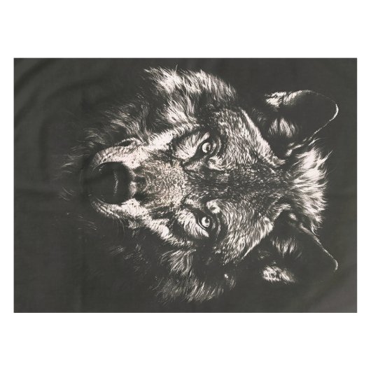 Majestueuze Monochrome Wilde Wolf Tafelkleed (Voorkant (Horizontaal))