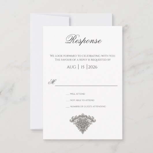 Majestueuze Monogram Topkaart RSVP Kaart (Voorkant)