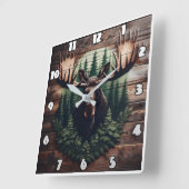 Majestueuze Moose Art omgeven door pijnbomen Vierkante Klok (Hoek)