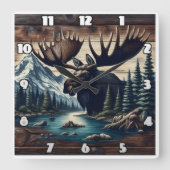 Majestueuze Moose bij de rivier de Mountain bij Du Vierkante Klok (Voorkant)