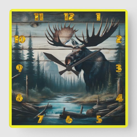 Majestueuze Moose in een sereen boslandschap Vierkante Klok (Voorkant)