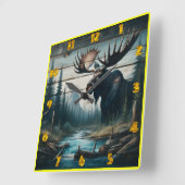 Majestueuze Moose in een sereen boslandschap Vierkante Klok (Hoek)