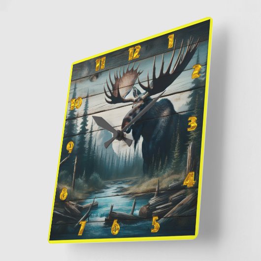 Majestueuze Moose in een sereen boslandschap Vierkante Klok (Hoek)