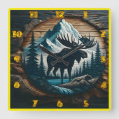 Majestueuze Moose in het beboste berglandschap Vierkante Klok (Voorkant)