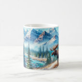 Majestueuze Moose in Snowy Mountain Landschap Koffiemok (Center)