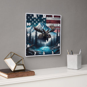 Majestueuze Moose met uitzicht op het Amerikaanse  Vierkante Klok