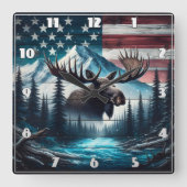 Majestueuze Moose met uitzicht op het Amerikaanse  Vierkante Klok (Voorkant)