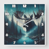 Majestueuze Moose met uitzicht op het serene rivie Vierkante Klok (Voorkant)