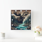 Majestueuze Moose met uitzicht op het serene rivie Vierkante Klok (Huis)