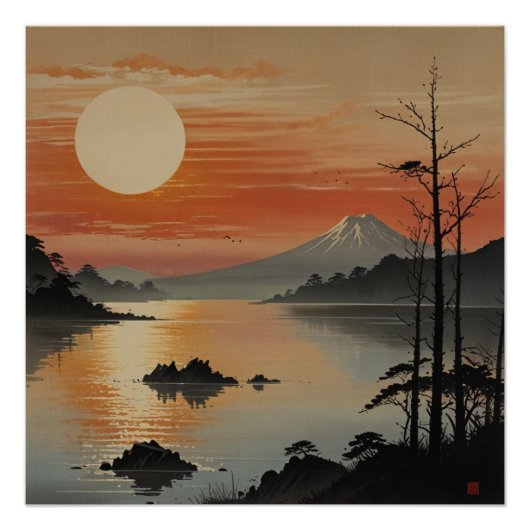 Majestueuze Mount Fuji landschap muur kunst Perfect Poster (Voorkant)