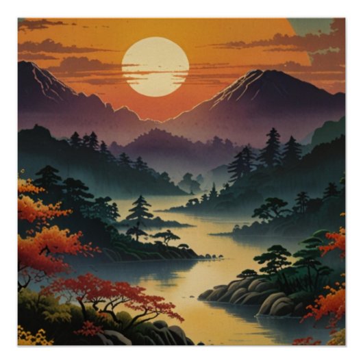 Majestueuze Mount Fuji landschap muur kunst Perfect Poster (Voorkant)