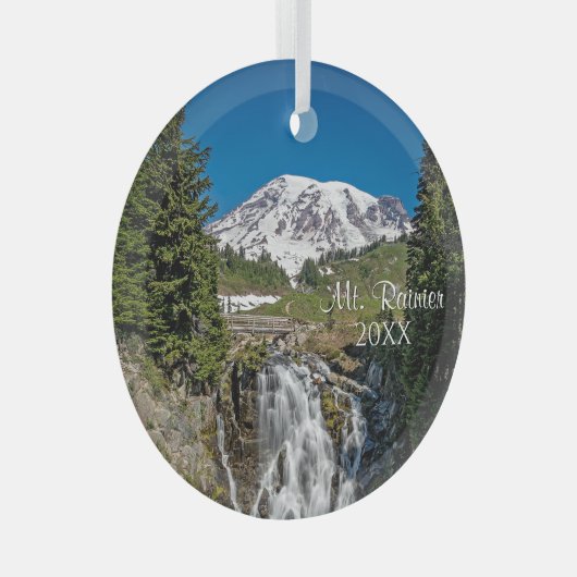 Majestueuze Mt. Rainier met Myrle Herfsten, Paradi Glas Ornament (Voorkant Rechts)