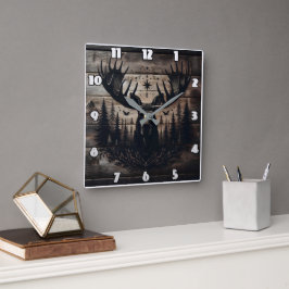 Majestueuze muurkunst met Natuur achtergrond Vierkante Klok