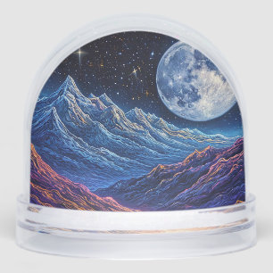 Majestueuze nachtelijke hemel boven met sneeuw bed sneeuwbol