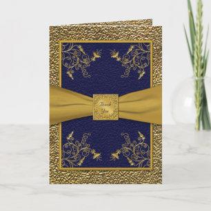 Majestueuze Navy en Gouden Dankkaart Bedankkaart