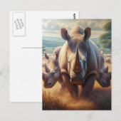 Majestueuze neushoorn moeder met jonge briefkaart (Voorkant / Achterkant)