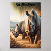 Majestueuze neushoorns: Een velden genade Poster (Voorkant)