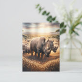 Majestueuze neushoorns Zwerven op het veld Briefkaart (Staand voorkant)