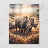 Majestueuze neushoorns Zwerven op het veld Briefkaart (Voorkant)