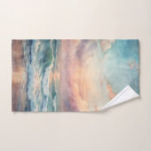 Majestueuze oceaan Sunset Waves Waterverf Coastal Bad Handdoek (Handdoek)