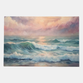 Majestueuze oceaan Sunset Waves Waterverf Coastal Deurmat