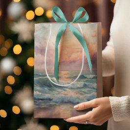Majestueuze oceaan Sunset Waves Waterverf Coastal Medium Cadeauzakje