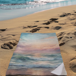 Majestueuze oceaan Sunset Waves Waterverf Coastal Strandlaken