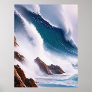 Majestueuze oceaangolven schilderen poster