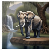 Majestueuze olifant bij de rustige waterval Oasis Tegeltje (Voorkant)