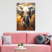 Majestueuze Olifant in Dynamische Impasto Kunst Canvas Afdruk (Insitu (Woonkamer))