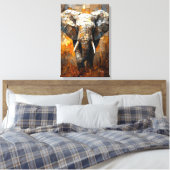 Majestueuze Olifant in Dynamische Impasto Kunst Canvas Afdruk (Insitu (Slaapkamer))