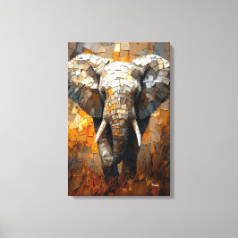 Majestueuze Olifant in Dynamische Impasto Kunst Canvas Afdruk