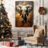 Majestueuze olifant in dynamische impressionistisc canvas afdruk