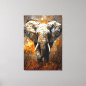 Majestueuze olifant in dynamische impressionistisc canvas afdruk (Voorkant)