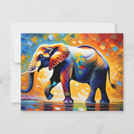 Majestueuze olifant in levendige tinten briefkaart