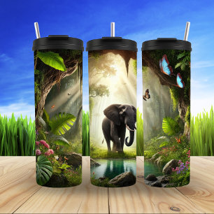 Majestueuze olifant in tropische wildernis thermosbeker