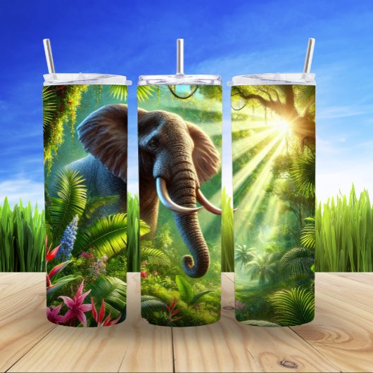 Majestueuze olifant in zonovergoten Oerwoud Thermosbeker