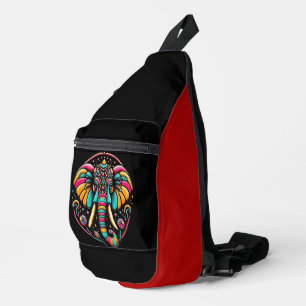 Majestueuze olifant met levendige gelaatsverf sling bag