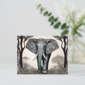 Majestueuze olifant met tribale patronen briefkaart (Staand voorkant)