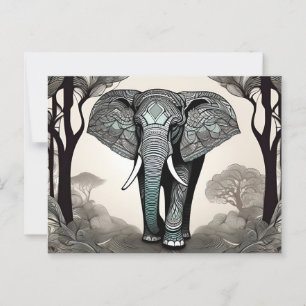 Majestueuze olifant met  tribale patronen briefkaart