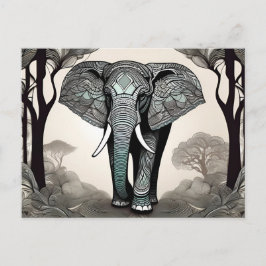 Majestueuze olifant met  tribale patronen briefkaart