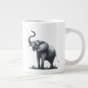 Majestueuze olifant met verhoogde stam grote koffiekop