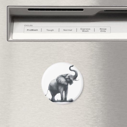 Majestueuze olifant met verhoogde stam magneet (Insitu (Vaatwasser))