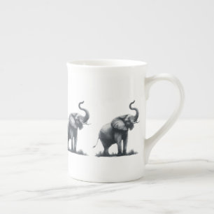 Majestueuze olifant met verhoogde stam porselein kop